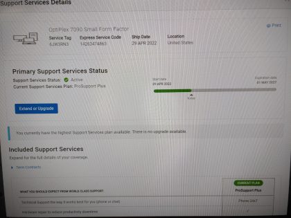 causing the fan to have a vibrating sound. Overall the desktop is in great condition! **NO HDD os OS INSTALLED** This desktop still has the DELL PROSUPPORT PLUS WARRANTY TILL MAY 1