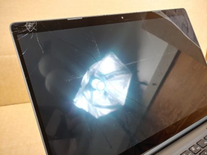and some wear from the keyboard (View image 8). Touch still works as it should. Battery states POOR and loses charge quickly. There is a tiny crack in the plastic in the bottom corner of the screen (View image 9). Tested and Working as it should. Boots to the BIOs. May have a few minor cosmetic scratches/scuffs. For your help