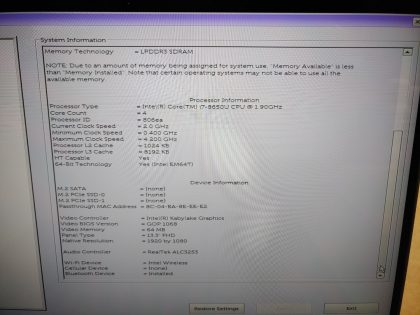 There is a tiny speck/bubble under the camera (View image 9). Tested and Working as it should. Boots to the BIOs. May have a few minor cosmetic scratches/scuffs. For your help
