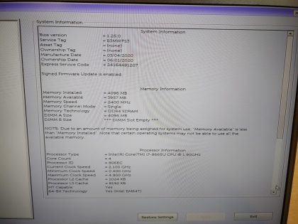 we have added actual images to this listing of the Dell Latitude you would receive. **NO POWER ADAPTER / NO SSD or HDD/ NO OS/ NO RAM/ NO BATTERY or CABLE INSTALLED**Item Specifics: MPN : Latitude 7400UPC : N/AType : LaptopBrand : DellProduct Line : LatitudeModel : Latitude 7400Operating System : N/AScreen Size : 14-inch FHD TouchscreenProcessor Type : Intel Core i7-8665U 8th GenProcessor Speed : 1.90GHzGraphics Processing Type : Intel(R) UHD Graphics 620Memory : N/AHard Drive Capacity : N/A - 5