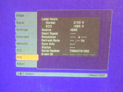 3-chip technologyAspect Ratio : Native 16:10 widescreenNative Resolution : 720p (1280 x 720 HDMI)Video Inputs : HDMI / VGALamp Hours : 2159HThrow Ratio : 1.30 (Zoom: Wide) – 1.56 (Zoom: Tele)Contrast Ratio : 12