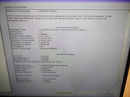 There is some specks of wear on the screen from the keyboard (View image 9). Tested and Working as it should. Boots to the BIOs. May have a few minor cosmetic scratches/scuffs. For your help