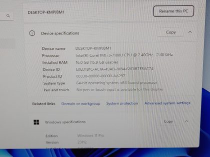 we have added actual images to this listing of the Intel NUC you would receive. Clean install of Windows 11 Pro Operating system. May have some minor scratches/dents/scuffs. [ What is included: Intel NUC + Power Adapter & HDMI Cable + 30-Day Warranty Included ]Item Specifics: MPN : NUC7i3BNKUPC : N/ABrand : IntelProduct Line : NUCModel : NUC7i3BNKOperating System : Windows 11 Pro x64Screen Size : N/AProcessor Type : Intel Core i3-7100U 7th GenProcessor Speed : 2.40GHz / 2.40GHzGraphics Processing Type : Intel(R) HD Graphics 620Memory : 16GBHard Drive Capacity : 250GB M.2 SSDType : Desktop - 2