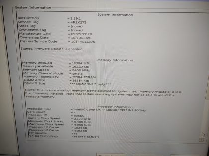 we have added actual images to this listing of the Dell Latitude you would receive. **NO POWER ADAPTER / NO SSD or HDD/ NO OS**Item Specifics: MPN : Latitude 5410UPC : N/AType : LaptopBrand : DellProduct Line : LatitudeModel : Latitude 5410Operating System : N/AScreen Size : 14-inch FHDProcessor Type : Intel Core i7-10610U 10th GenProcessor Speed : 1.80GHzGraphics Processing Type : Intel(R) UHD GraphicsMemory : 16GBHard Drive Capacity : N/A - 3