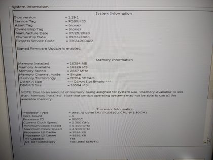 we have added actual images to this listing of the Dell Latitude you would receive. **NO POWER ADAPTER / NO SSD or HDD/ NO OS**Item Specifics: MPN : Latitude 5410UPC : N/AType : LaptopBrand : DellProduct Line : LatitudeModel : Latitude 5410Operating System : N/AScreen Size : 14-inchProcessor Type : Intel Core i7-10610U 10th GenProcessor Speed : 1.80GHzGraphics Processing Type : Intel(R) UHD GraphicsMemory : 16GB (Single Stick)Hard Drive Capacity : N/A - 5