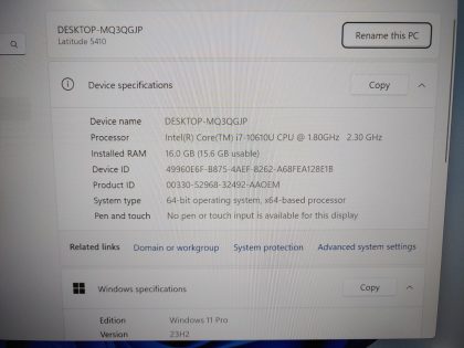 we have added actual images to this listing of the Dell Latitude you would receive. Clean install of Windows 11 Pro Operating system. May have some minor scratches/dents/scuffs. [ What is included: Dell Latitude + Power Adapter + 30-Day Warranty Included ]Item Specifics: MPN : Latitude 5410UPC : N/AType : LaptopBrand : DellProduct Line : LatitudeModel : Latitude 5410Operating System : Windows 11 Pro x64Screen Size : 14-inchProcessor Type : Intel Core i7-10610U 10th GenProcessor Speed : 1.80GHz / 2.30GHzGraphics Processing Type : Intel(R) UHD GraphicsMemory : 16GBHard Drive Capacity : 256GB M.2 SSD - 3