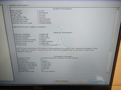 we have added actual images to this listing of the Dell Latitude you would receive. **NO POWER ADAPTER / NO SSD or HDD/ NO OS**Item Specifics: MPN : Latitude 7400UPC : N/AType : LaptopBrand : DellProduct Line : Latitude Model : Latitude 7400Operating System : N/AScreen Size : 14-inchProcessor Type : Intel Core i7-8665U 8th GenProcessor Speed : 1.90GHzGraphics Processing Type : Intel(R) UHD Graphics 620Memory : 4GBHard Drive Capacity : N/A - 5