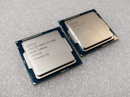 LOT of 2 - Excellent condition! Tested and pulled from a working environment! Item Specifics: MPN : SR1QFUPC : N/ABrand : IntelProcessor Type : Core i7 4th GenNumber of Cores : 4Socket Type : LGA 1150/Socket H3Clock Speed : 3.60GHzProcessor Model : Intel Core i7-4790L2 Cache : 1 MBL3 Cache : 8 MBType : Processor - 1