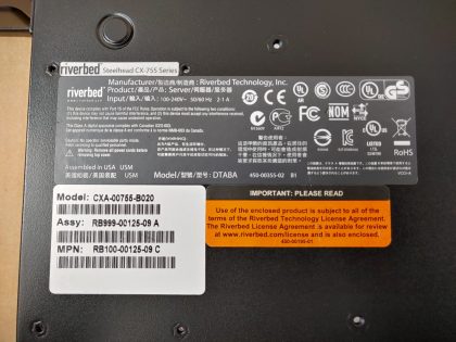 Good condition! Tested and pulled from a working environment! **POWER CORD INCLUDED**Item Specifics: MPN : CXA-00755-B020UPC : N/ABrand : RiverbedModel : CXA-00755-B020 / DTABA Form Factor : Rack-MountableType : Application Accelerator - 9