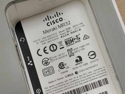 Pulled from a working enviornment. No cables only unit as picturedItem Specifics: MPN : Cisco Meraki MR32-HWUPC : NABrand : CiscoModel : Meraki MR32-HWType : Access Point - 4