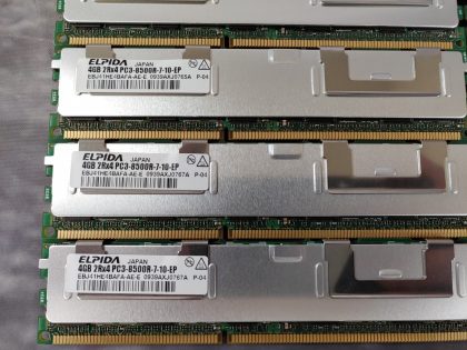 Excellent Condition! Tested and Pulled from a working environment!Item Specifics: MPN : EBJ41HE4BAFA-AE-EUPC : N/AType : Server MemoryForm Factor : DIMMBrand : ElpidaNumber of Pins : 240Bus Speed : PC3-8500R (DDR3-1066MHz)Number of Modules : 25Capacity per Module : 4GB - 2