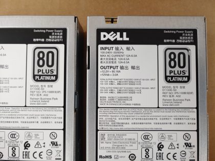 LOT of 2 - Excellent condition! Tested and Pulled from a working environment!Item Specifics: MPN : Y26KXUPC : N/AForm Factor : Hot-SwapModel : D1100E-S0 (Y26KX)Max. Output Power : 1100 WBrand : DellCooling : 1 FanModular : YesType : Power Supply - 6