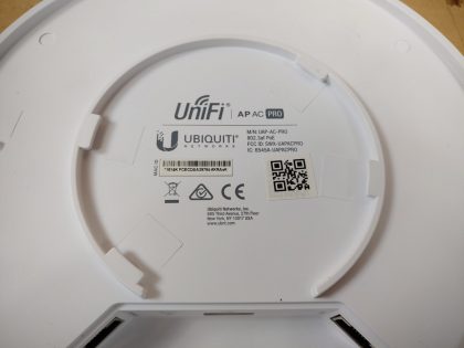 They do have some minor cosmetic scratches/scuffs/stains to the top plastic from normal use. **NO POWER ADAPTERS INCLUDED**Item Specifics: MPN : UAP-AC-PROUPC : N/ABrand : Ubiquti NetworksModel : UAP-AC-PRONetwork Connectivity : WirelessMax. Wireless Data Rate : 1300 MbpsFeatures : PoEType : Access Point - 3
