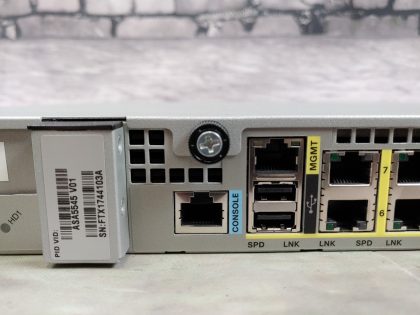 Great Condition! Tested and Pulled from a working environment! **NO POWER CORD INCLUDED / NO SSDs INCLUDED**Item Specifics: MPN : ASA5545-XUPC : N/AType : FirewallForm Factor : Rack-MountableBrand : CiscoModel : ASA5545-X (ASA5545 V01) - 6