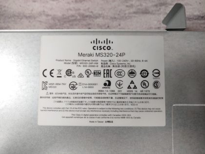 Tested and Pulled from a working environment. May have minor scratches/scuffs from normal use. **NO POWER CORD INCLUDED** Item Specifics: MPN : MS320-24P-HWUPC : N/AType : Ethernet SwitchForm Factor : Rack-MountableBrand : Cisco MerakiModel : MS320-24P-HWNetwork Management Type : Fully Managed Number of LAN Ports : 24 - 5