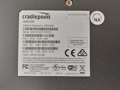 Great condition! Tested and pulled from a working environment! Whats shown in the pictures is what you'll receive!Item Specifics: MPN : AER2200UPC : N/ABrand : CradlepointModel : AER2200-600MMax. Wireless Data Rate : 600 MbpsMax. LAN Data Rate : 1000 MbpsNumber of LAN Ports : 8Type : Router - 9