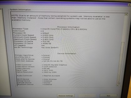There is a cosmetic crack in the top left corner of the bezel (View image 9). Tested and Working as it should. Boots to the BIOs. May have a few minor cosmetic scratches/scuffs. For your help