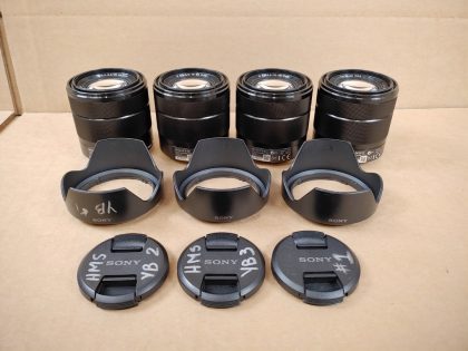 LOT of 4 - Good condition! Tested and pulled from a working environment. There is some writing on the lens covers and lens hoods. Whats shown in the pictures is what you'll receive. Item Specifics: MPN : SEL1855UPC : N/AFocal Length : 18-55mm