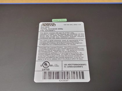 Great Condition! Tested and pulled from a working environment! **NO POWER CORD INCLUDED**Item Specifics: MPN : 4243908F1UPC : N/AForm Factor : Rack-MountableBrand : ADTRANModel : Total Access 908e (4243908F1)Type : Router - 11