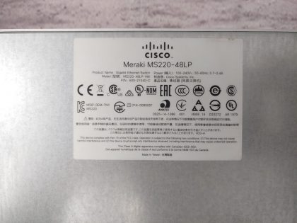 Tested and Pulled from a working environment. May have minor scratches/scuffs from normal use. **NO POWER CORD INCLUDED** Item Specifics: MPN : MS220-48LP-HWUPC : N/AType : Ethernet SwitchForm Factor : Rack-MountableBrand : Cisco MerakiModel : MS220-48LP-HWNetwork Management Type : Fully Managed Number of LAN Ports : 48 - 5