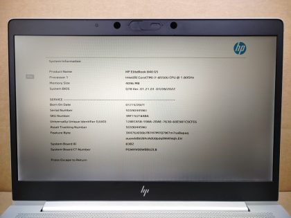 we have added actual images to this listing of the HP EliteBook you would receive. **NO POWER ADAPTER / NO SSD or HDD / NO OS**Item Specifics: MPN : EliteBook 840 G5 UPC : N/AType : LaptopBrand : HPProduct Line : EliteBookModel : EliteBook 840 G5 Operating System : N/AScreen Size : 14-inchProcessor Type : Intel Core i7-8550U 8th GenProcessor Speed : 1.80GHzGraphics Processing Type : Intel(R) UHD Graphics 620Memory : 4GBHard Drive Capacity : N/A - 3