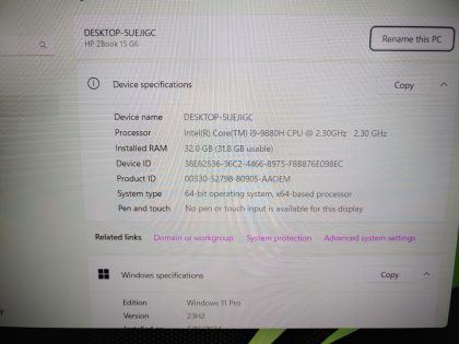 we have added actual images to this listing of the HP ZBook you would receive. Clean install of Windows 11 Pro Operating system. May have some minor scratches/dents/scuffs.[ What is included: HP ZBook + Power Adapter + 30-Day Warranty Included ]Item Specifics: MPN : ZBook 15 G6UPC : N/AType : LaptopBrand : HPProduct Line : ZBookModel : ZBook 15 G6Operating System : Windows 11 Pro x64Screen Size : 15.5-inch Processor Type : Intel Core i9-9880HProcessor Speed : 2.30GHz / 2.30GHzGraphics Processing Type : NVIDIA Quadro T2000 / Intel(R) UHD Graphics 630Memory : 32GBHard Drive Capacity : 512GB SSD + 1TB HDD - 3