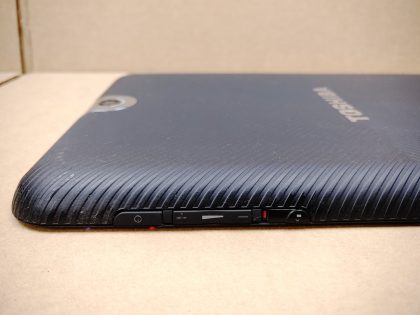 Good condition! Theres a few scuffs around the edges. **POWER ADAPTER INCLUDED**Item Specifics: MPN : Thrive AT100UPC : N/ABrand : ToshibaType : TabletProduct Line : ThriveOperating System : Android 4.0.4Screen Size : 10"Storage Capacity : 32GB + 4GB Micro SDColor : BlackModel : Thrive AT100Network : N/AConnectivity : Wi-Fi / BluetoothInternet Connectivity : Wi-Fi - 8