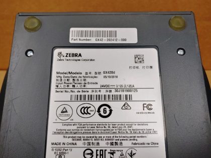 Good Condition! There is some minor scratches/scuffs from normal use. Tested and pulled from a working environment! **POWER ADAPTER INCLUDED**Item Specifics: MPN : GX420dUPC : N/ATechnology : ThermalPrinter Type : Direct-ThermalOutput Type : Black / WhiteBrand : ZebraModel : GX420d / GX42-202412-000Product Line : Zebra GBlack Print Speed : Up to 6"/152 mm per secondType : Label PrinterScanning Resolution : 203 dpi (8 dots/mm) - 11