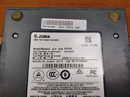 Good Condition! There is some minor scratches/scuffs from normal use. Tested and pulled from a working environment! **POWER ADAPTER INCLUDED**Item Specifics: MPN : GX420dUPC : N/ATechnology : ThermalPrinter Type : Direct-ThermalOutput Type : Black / WhiteBrand : ZebraModel : GX420d / GX42-202412-000Product Line : Zebra GBlack Print Speed : Up to 6"/152 mm per secondType : Label PrinterScanning Resolution : 203 dpi (8 dots/mm) - 11