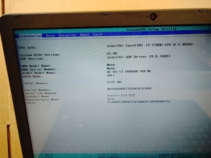 we have added actual images to this listing of the Acer Aspire you would receive. **NO POWER ADAPTER / NO SSD or HDD/ NO OS**Item Specifics: MPN : Aspire ES1-572UPC : N/AType : LaptopBrand : AcerProduct Line : AspireModel : Aspire ES1-572-321GOperating System : N/AScreen Size : 15.6-inchProcessor Type : Intel Core i3-7100U 7th GenProcessor Speed : 2.40GHzGraphics Processing Type : N/AMemory : 8GBHard Drive Capacity : N/A - 4