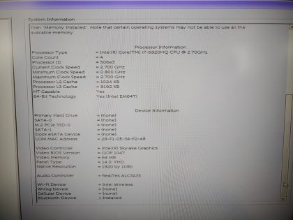 There is 3 faint pressure marks in the bottom of the screen (View image 9). There is a tiny hairline crack in the bottom plate on the right edge (View image 6). The top right corner of the bottom plate doesnt screw down (View image 6). Tested and Working as it should. Boots to the BIOs. May have a few minor cosmetic scratches/scuffs. For your help