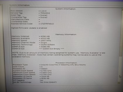 we have added actual images to this listing of the Dell Latitude you would receive. **NO POWER ADAPTER / NO SSD or HDD/CABLE  / NO OS/ NO BATTERY or CABLE / NO RAM**Item Specifics: MPN : Latitude E5470UPC : N/AType : LaptopBrand : DellProduct Line : LatitudeModel : Latitude E5470Operating System : N/AScreen Size : 14-inch Processor Type : Intel Core i7-6820HQ 6th GenProcessor Speed : 2.70GHzGraphics Processing Type : Intel(R) Skylake GraphicsMemory : 4GBHard Drive Capacity : N/A - 5