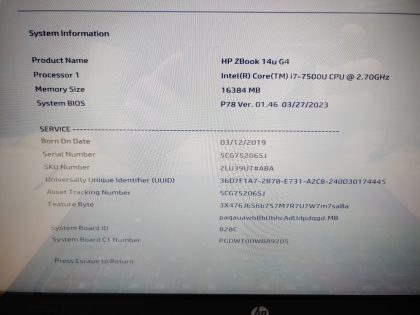 but stays in place with the screw (View image 9). There is a tiny hairline crack in between the S and X keys (View image 10). There is also some dust behind the glass in the bottom left corner of the screen. Tested and Working. Boots to the BIOs. May have a few minor cosmetic scratches/scuffs. For your help