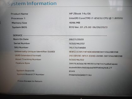 we have added actual images to this listing of the HP ZBook you would receive. **NO POWER ADAPTER / NO SSD  / NO OS / NO BATTERY**Item Specifics: MPN : ZBook 14u G6UPC : N/AType : LaptopBrand : HPProduct Line : ZBookModel : ZBook 14u G6Operating System : N/AScreen Size : 14-inch FHD TouchscreenProcessor Type : Intel Core i7-8565U 8th GenProcessor Speed : 1.80GHzGraphics Processing Type : AMD Radeon Pro WX 3200/ Intel(R) UHD Graphics 620Memory : 4GBHard Drive Capacity : N/A - 6