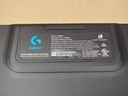 Great Condition! Tested and pulled from a working environment.May have some cosmetic light scratches/scuffs. **NO DONGLE OR CABLE INCLUDED**Item Specifics: MPN : Y-R0069UPC : N/AKeyboard/Keypad : QWERTY (Standard)Type : Gaming KeyboardConnectivity : Wireless / BluetoothFeatures : IlluminatedBrand : LogitechModel : G915 / Y-R0069 - 9