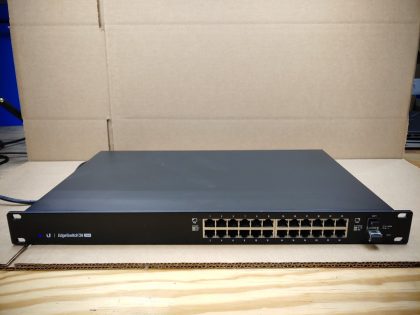 Good Condition! Tested and pulled from a working environment! May have a few minor cosmetic scratches/scuffs. **NO POWER ADAPTER INCLUDED** Item Specifics: MPN : ES-24-250WUPC : N/AType : Ethernet SwitchForm Factor : Rack-MountableBrand : Ubiquiti NetworksModel : ES-24-250WNetwork Management Type : Fully ManagedNetwork Connectivity : Wired-Ethernet (RJ-45)Number of LAN Ports : 24 - 1