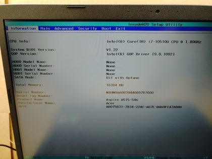 we have added actual images to this listing of the Acer Aspire you would receive. **NO POWER ADAPTER / NO SSD or HDD/CADDY/CABLE  / NO OS**Item Specifics: MPN : Aspire A515-54GUPC : N/AType : LaptopBrand : AcerProduct Line : AspireModel : Aspire A515-54GOperating System : N/AScreen Size : 15.6"Processor Type : Intel Core i7-10510U 10th GenProcessor Speed : 1.80GHzGraphics Processing Type : NVIDIA GeForce MX250Memory : 16GBHard Drive Capacity : N/A - 5