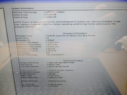 There is a crack in the top left corner of the screen bezel (View image 8). There is also a small crack in the middle of the lid on the top/edge (View image 9). Tested and Working. Boots to the BIOs. May have a few minor cosmetic scratches/scuffs. For your help