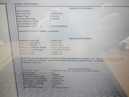 we have added actual images to this listing of the Dell Inspiron you would receive. **NO POWER ADAPTER / NO OS**Item Specifics: MPN : Inspiron 5559UPC : N/AType : LaptopBrand : DellProduct Line : InspironModel : Inspiron 5559Operating System : N/AScreen Size : 15.6" TouchscreenProcessor Type : Intel Core i5-6200U 6th GenProcessor Speed : 2.30GHzGraphics Processing Type : Intel(R) Skylake GraphicsMemory : 8GBHard Drive Capacity : 1TB HDD - 5