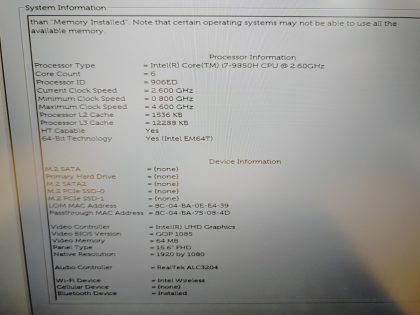 There is 2 faint pressure marks in the bottom right corner of the screen (View image 9). Also one rubber foot is missing on the bottom (View image 6). Tested and Working. Boots to the BIOs. May have a few minor cosmetic scratches/scuffs. For your help