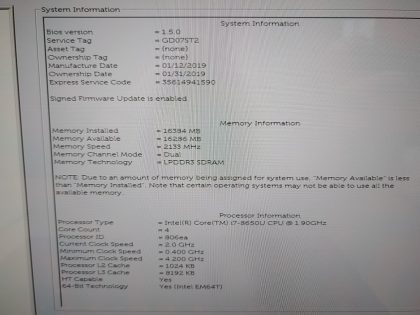 There is some wear on the screen from the keyboard. Tested and Working as it should. Boots to the BIOs. May have a few minor cosmetic scratches/scuffs. For your help