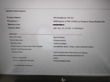 we have added actual images to this listing of the HP EliteBook you would receive. **NO POWER ADAPTER / NO SSD or HDD/CADDY/CABLE  / NO OS / NO RAM**Item Specifics: MPN : EliteBook 745 G5UPC : N/AType : LaptopBrand : HPProduct Line : EliteBookModel : EliteBook 745 G5Operating System : N/AScreen Size : 14-inchProcessor Type : AMD Ryzen 5 Pro 2500UProcessor Speed : 2.00GHzGraphics Processing Type : AMD Radeon(TM) Vega 8 GraphicsMemory : N/AHard Drive Capacity : N/A - 5
