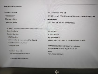 we have added actual images to this listing of the HP EliteBook you would receive. **NO POWER ADAPTER / NO SSD or HDD/CADDY/CABLE  / NO OS / NO RAM**Item Specifics: MPN : EliteBook 745 G5UPC : N/AType : LaptopBrand : HPProduct Line : EliteBookModel : EliteBook 745 G5Operating System : N/AScreen Size : 14-inchProcessor Type : AMD Ryzen 7 Pro 2700UProcessor Speed : 2.20GHzGraphics Processing Type : AMD Radeon(TM) Vega 10 GraphicsMemory : N/AHard Drive Capacity : N/A - 5