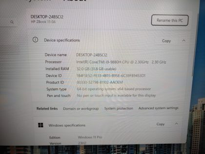 we have added actual images to this listing of the HP ZBook you would receive. Clean install of Windows 11 Pro Operating system. May have some minor scratches/dents/scuffs.[ What is included: HP ZBook + Power Adapter + 30-Day Warranty Included ]Item Specifics: MPN : ZBook 15 G6UPC : N/AType : LaptopBrand : HPProduct Line : ZBookModel : ZBook 15 G6Operating System : Windows 11 Pro x64Screen Size : 15.6" FHD 1920x1080 IPS Anti-GlareProcessor Type : Intel Core i9-9880H 9th GenProcessor Speed : 2.30GHz Graphics Processing Type : NVIDIA Quadro T2000 / Intel(R) UHD Graphics 630Memory : 32GBHard Drive Capacity : 512GB NVMe SSD + 1TB HDD - 3