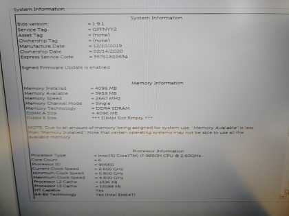 we have added actual images to this listing of the Dell Latitude you would receive. **NO POWER ADAPTER / NO SSD  / NO OS / NO BATTERY**Item Specifics: MPN : Latitude 5501UPC : N/AType : LaptopBrand : DellProduct Line : LatitudeModel : Latitude 5501Operating System : N/AScreen Size : 15.6" Processor Type : Intel Core i7-9850H 9th GenProcessor Speed : 2.60GHzGraphics Processing Type : Intel(R) UHD GraphicsMemory : 4GBHard Drive Capacity : N/A - 1
