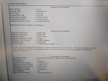 LOT of 2 - One laptop has a small faint pressure mark in the bottom right corner (View image 4). Tested and Working. Boots to the BIOs. May have a few minor cosmetic scratches/scuffs. For your help