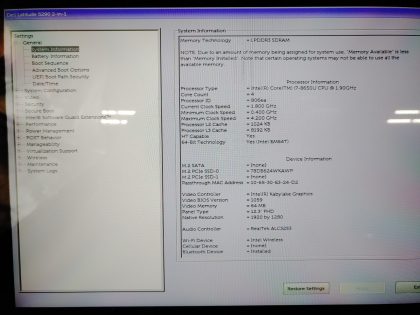 we have added actual images to this listing of the Dell Latitude you would receive.**NO POWER ADAPTER / NO OS / NO BATTERY**Item Specifics: MPN : Latitude 5290 2-in-1UPC : N/AType : LaptopBrand : DellProduct Line : LatitudeModel : Latitude 5290 2-in-1Operating System : N/AScreen Size : 12.3" TouchscreenProcessor Type : Intel Core i7-8650U 8th GenProcessor Speed : 1.90GHzGraphics Processing Type : Intel(R) Kabylake GraphicsMemory : 16GBHard Drive Capacity : 512GB SSD - 5