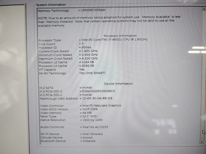 Item Specifics: MPN : Latitude 5290 2-in-1UPC : N/AType : LaptopBrand : DellProduct Line : LatitudeModel : Latitude 5290 2-in-1Operating System : N/AScreen Size : 12.3" TouchscreenProcessor Type : Intel Core i7-8650U 8th GenProcessor Speed : 1.90GHzGraphics Processing Type : Intel(R) UHD Graphics 620Memory : 16GBHard Drive Capacity : 512GB SSD - 3