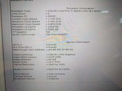 There is wear on the screen from the keyboard/palmrest (View image 9). The corner of the bottom plate is broke off and the screw is stripped (View image 10). Tested and Working. Boots to the BIOs. May have a few minor cosmetic scratches/scuffs. For your help