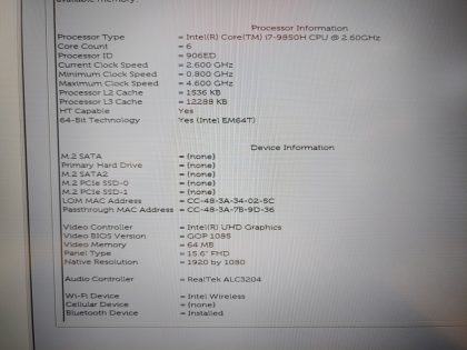 can hardly see them (View image 9). The vent has a piece of plastic broke out on the left side (View image 10). Tested and Working. Boots to the BIOs. May have a few minor cosmetic scratches/scuffs. For your help